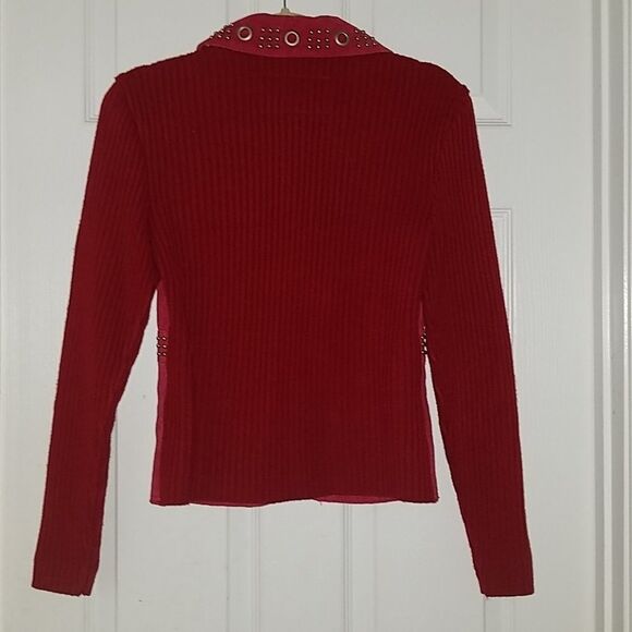 AMI Red leather jacket Sz S NWOT - Picture 5 of 5